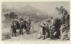 Hare Majesteit de Koningin, de Prinses Royal en de Prins van Wales bij Loch Laggan, Schotland door Edwin Landseer
