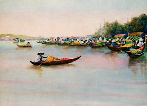 De Riviermarkt, Bangkok, 1913 door Edwin Norbury
