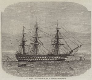 HMS Bombay, onlangs vernietigd door Brand in Montevideo