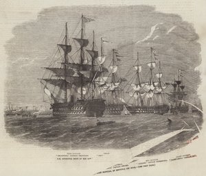 HM divisieschepen van de kanonneerbootflotilla, voor anker bij Ryde door Edwin Weedon