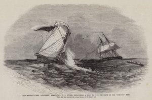 Hare Majesteits Brig Nautilus, Commandant W.T. Rivers, stuurt een boot om de bemanning van de Horatio Brig te redden