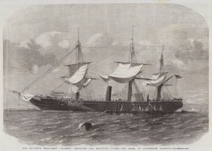 Het Troepenschip Transit van Hare Majesteit, herstellend en voorraden ontvangend voor China in de haven van Portsmouth door Edwin Weedon