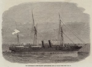 De Zuidelijke schroefstoomboot Rappahannock aan de pier van Calais door Edwin Weedon