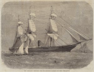 De Himalaya troepenschip, met de Armstrong-batterijen voor China
