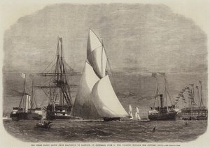 De Oceaanjachtwedstrijd van Gravesend naar Harwich, op zaterdag 4 juni, de Volante wint de Prijs voor Cutters door Edwin Weedon