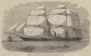 Het nieuwe stoomschip Pera van de Peninsular and Oriental Navigation Company