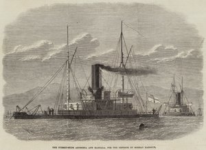 De torenschepen Abyssinia en Magdala, voor de verdediging van de haven van Bombay door Edwin Weedon