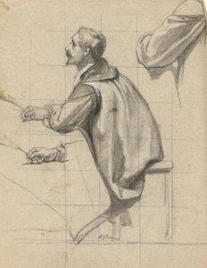 Man, schets voor Ondertekening van het Compact in de Hut van de Mayflower door Edwin White