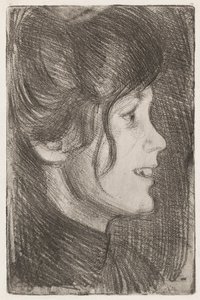 Portret van een jonge vrouw (Anni Swan) door Eero Järnefelt