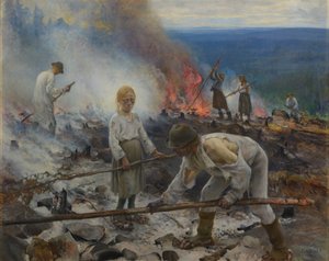 Onder het juk (Het verbranden van het kreupelhout) door Eero Järnefelt
