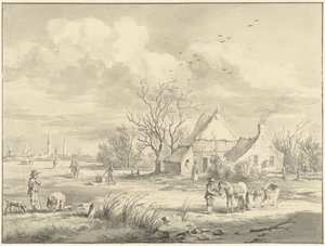 Het Porenhuis met in de verte de stad Groningen