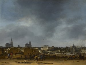 Gezicht op Delft na de explosie van 1654