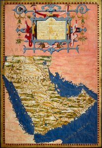 Kaart van Arabië gemaakt door Egnazio Danti (1536-1586) rond 1567 Schilderij van kabinetten in de kamer van geografische kaarten. Palazzo Vecchio, Sala del Mappamondo Florence door Egnazio Danti