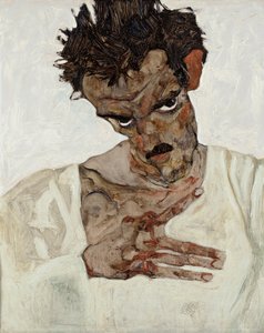 Zelfportret met gebogen hoofd door Egon Schiele