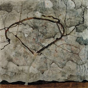 Herfstboom in turbulente lucht door Egon Schiele