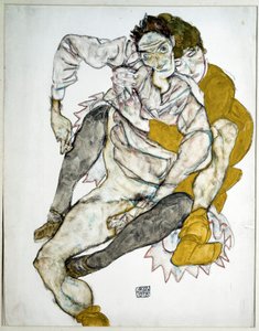 Zittend paar. Tekening door Egon Schiele