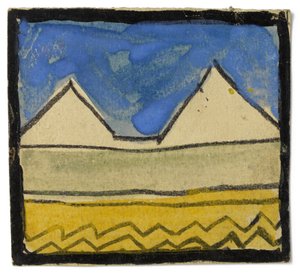 Ontwerp voor een wanddecoratie in het atelier aan de Wattmanngasse (geabstraheerde geveltoppen?) door Egon Schiele