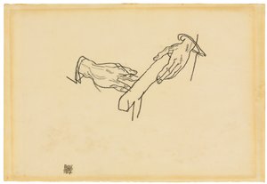 Handstudie, Dr. Viktor Ritter von Bauer, 1917 door Egon Schiele