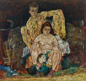 Hurkend mensenpaar (De familie) door Egon Schiele
