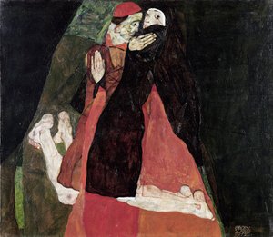 De kardinaal en de non door Egon Schiele