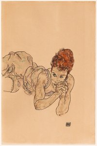 Liggende vrouw, 1917 door Egon Schiele