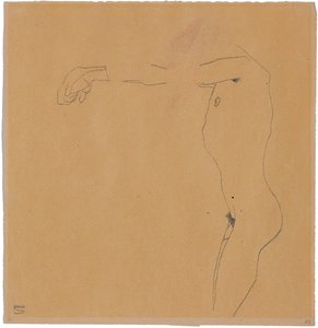 Mannelijke Naakt met Opgeheven Armen naar Links, 1909 door Egon Schiele