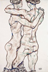 Naakte meisjes die elkaar omhelzen door Egon Schiele
