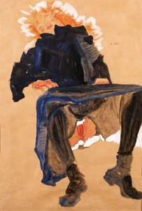 Liggend Meisje in een Blauwe Jurk door Egon Schiele