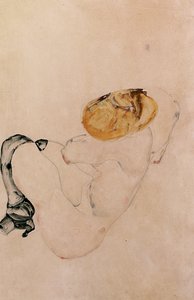 Bange, hurkende jonge meisje, 1912 door Egon Schiele
