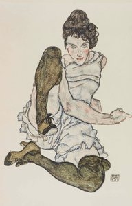 Zittende vrouw met opgetrokken benen, 1917