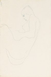 Zittend naakt door Egon Schiele