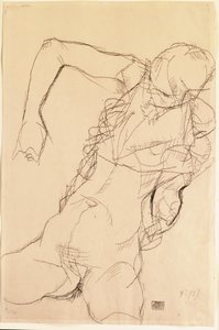 Zittende Naakt, 1914 door Egon Schiele