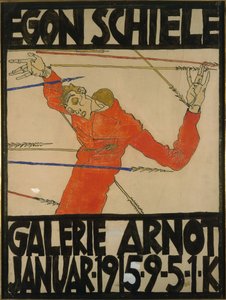 Zelfportret als Sint Sebastiaan, posterontwerp voor een tentoonstelling in Galerie Arnot, 1914