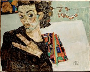 Zelfportret met gespreide vingers