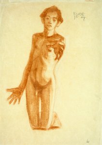 Jonge Man Knielend, 1908 door Egon Schiele