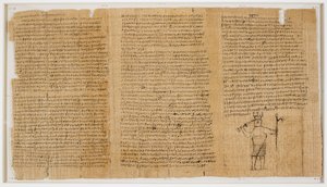 Verzameling van magische spreuken (Papyrus 122 (1r)), 5e eeuw (papyrus) door Egyptian