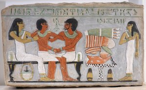 Stele van Amenemhat en zijn familie door Egyptian 11th Dynasty