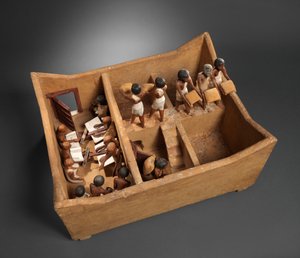 Model van een graanschuur met schrijvers uit het graf van Meketre, ca. 1981-1975 v.Chr.