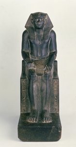 Zittend standbeeld van Sesostris III, uit Hierakonpolis, Middenrijk (zwart graniet) door Egyptian 12th Dynasty