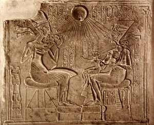 Akhenaten en zijn familie, uit Akhetaten (modern Tell el-Amarna) door Egyptian 18th Dynasty