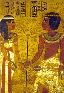 Oude Egypte, Toetanchamon met zijn vrouw, graf van Toetanchamon, Thebe door Egyptian 18th Dynasty