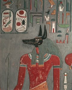 Egypte, Oud Thebe, Vallei der Koningen, Muur van Anubis in het Graf van Horemheb