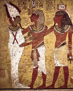 Egyptische Oudheid: de farao Toetanchamon tegenover de god Osiris door Egyptian 18th Dynasty