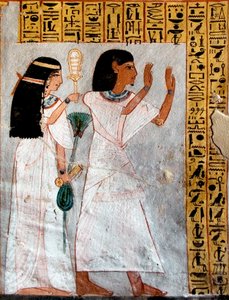 Egyptische oudheid: personages in aanbidding. Graf van Roy (TT255). 18e dynastie. Van de westelijke oever van Luxor, Egypte