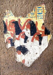 Egyptische oudheid: fresco van het graf van de schilder Maia, een groep treurenden. 18e dynastie. Uit de kapel van Maia, Deir el-Medineh, Nieuwe Rijk. Turijn, Egyptisch Museum