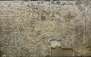 Egyptische antiquiteit: representatie van dragers van offers. Laag reliëf van het graf van de vizier Ramose (18e dynastie). Luxor, Thebe, Vallei der Edelen Egypte door Egyptian 18th Dynasty