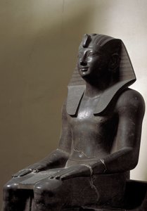 Egyptische antiquiteit: beeld van basaniet die de heerser Thutmosis (Tuthmosis of Thutmus) III (1479-1425 v.Chr.), Egyptische farao, voorstelt. Dim. 192 cm. 18e dynastie door Egyptian 18th Dynasty