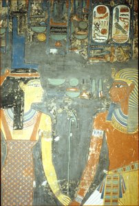 Horemheb en Isis, uit het graf van Horemheb (ca.1323-1295 v.Chr.) Nieuwe Koninkrijk door Egyptian 18th Dynasty