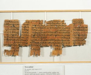 Medisch recept geschreven op papyrus door Egyptian 18th Dynasty