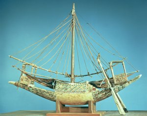 Model van een van de boten van de farao, uit het graf van Toetanchamon
